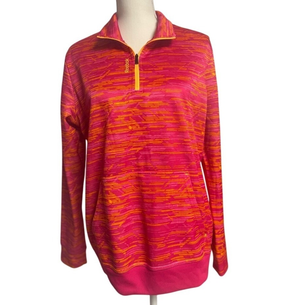 Reebok Workout Ready Pink Orange Performance Sweatshirt Womens Large